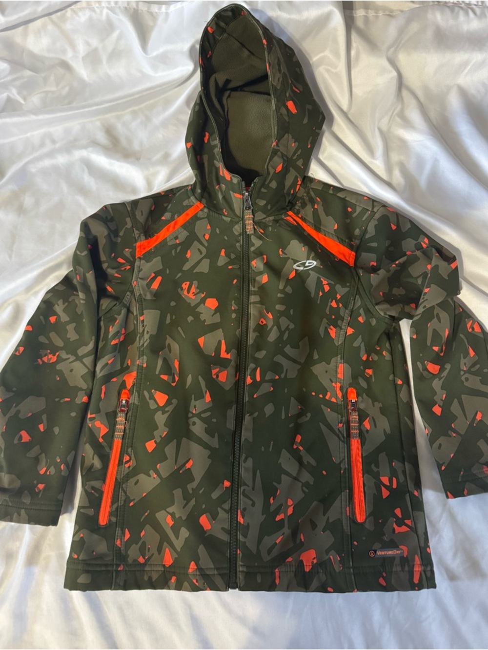 C9 by Champion Kids' Olive Green & Orange Hooded Rain Jacket
